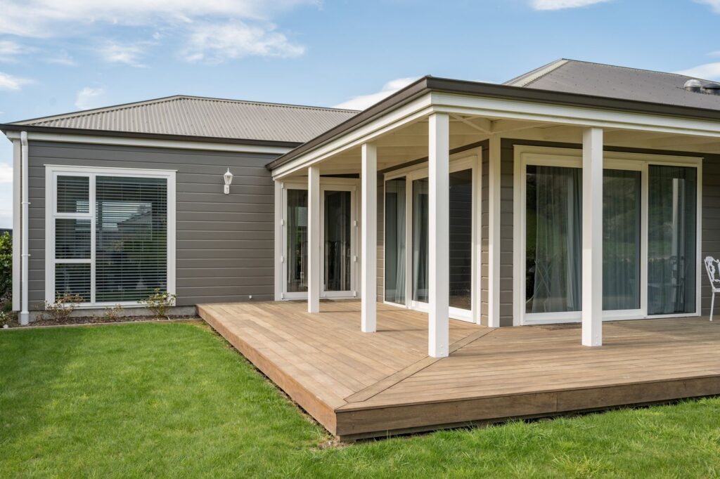 Covered veranda and timber deck at Cupola Crescent