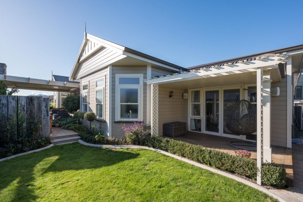 Backyard and pergola at the Marionberry Lane home